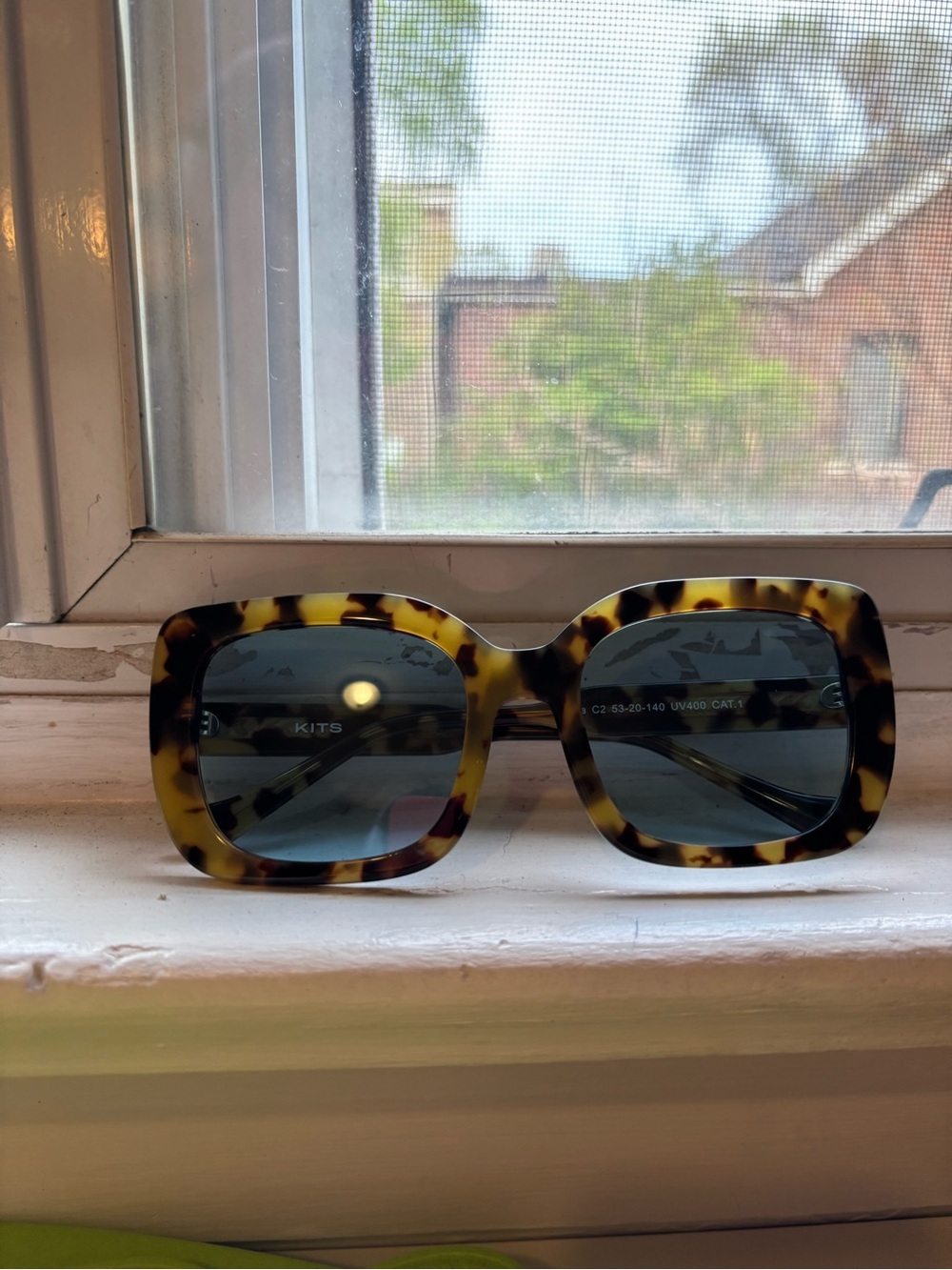 KITS Square Tortoiseshell Sunglasses - Brown/Black Frames with Blue Lenses